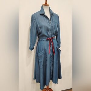 RED VALENTINO CHAMBRAY MOMA DRESS